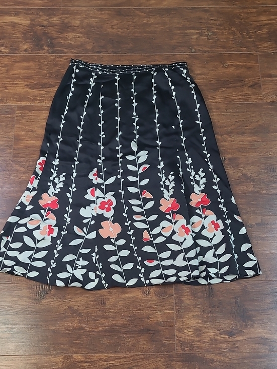 Talbots Dresses & Skirts - Talbots 100% Silk  Black A-Line Skirt with Cream and Coral Floral Print Size 10